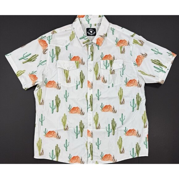 Raised By Coyotes Pearl Snap Shirt Mens 2XL White Cryin Saguaros Rodeo Western - Picture 1 of 14